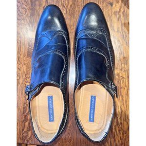 Santino Luciano Men's Cognac Monk Strap Black Dress Shoe C-360 Size 13 NICE